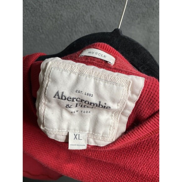 Vintage Abercrombie & Fitch Shirt Mens XL Red Muscle Fit Thermal Sweater Y2K - Picture 2 of 16